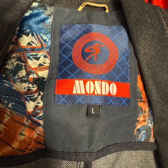 MONDO VTG Denim Blazer Jacket Mens Sz L Regular Fit Cotton Blend - Picture 2 of 10